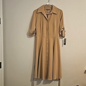 Elegant bage dress below the knee cute for any occasion